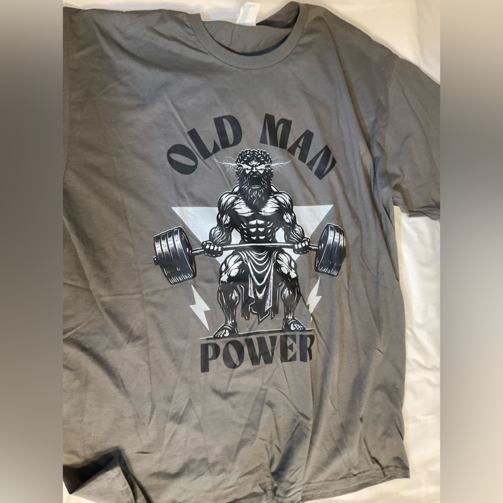 Mens Funny Old Man Graphic Tee - Gray Funny Comedy Old Man Shirt